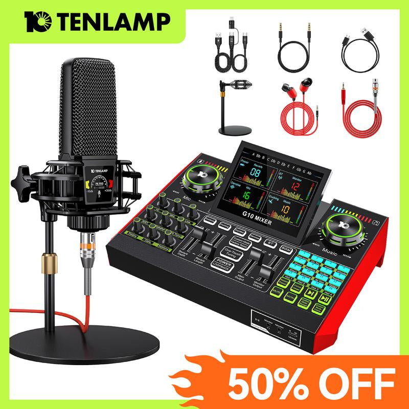 Tenlamp G10-PK PRO Live Broadcast Kit | Upgraded Microphone & Professional Chip for Gaming, Singing, DJ & Streaming | Plug & Play, Enhanced Sound Quality#Outdoorfun