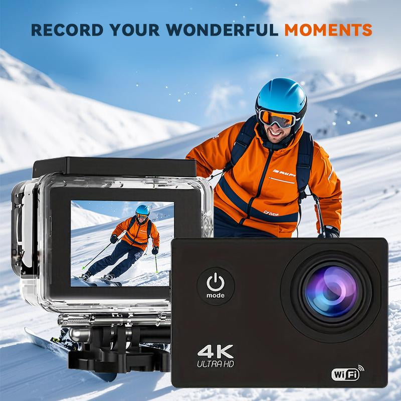 Action Camera with 4K 30FPS Ultra HD Video,12Mp Photos, HDR,2.0" Image Sensor, Daily Streaming, HD Camera, Stabilization