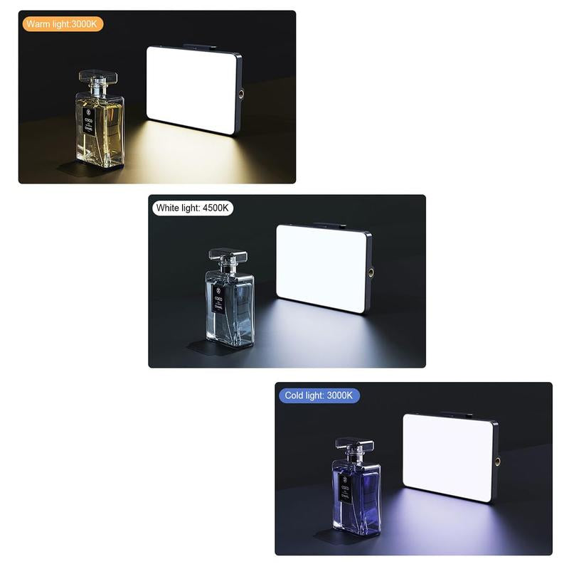 LED Camera Light Portable Photography Video Lights Selfie for Warm and Cool 3 Colors 3000-9900K 72Pcs Beads with Cell Phone Clip 1/4 Standard Screw 1500Mah Rechargeable CRI 80