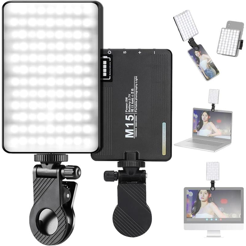 LED Camera Light Portable Photography Video Lights Selfie for Warm and Cool 3 Colors 3000-9900K 72Pcs Beads with Cell Phone Clip 1/4 Standard Screw 1500Mah Rechargeable CRI 80