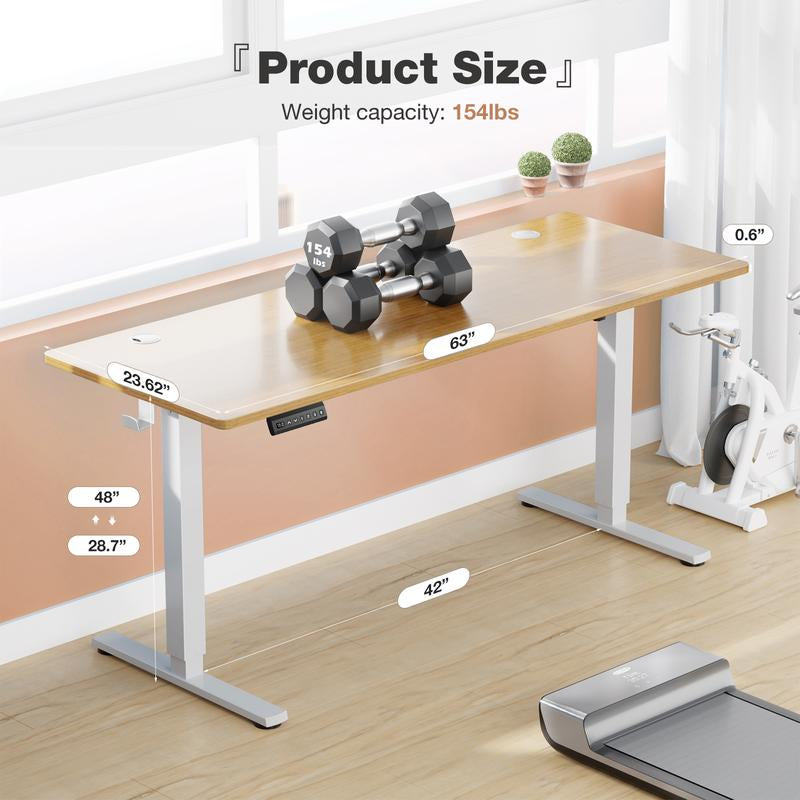 Standing Desk, Electric Standing Desk Adjustable Height, Ergonomic Adjustable Desk with Memory Preset, Computer Desk Stand up Desk with T-Shaped Bracket Suitable for Home Office