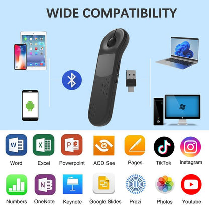 Remote Control Bluetooth+2.4G Rechargeable Handheld Scrolling Air Laser Mouse with Touchpad for Tik_Tok , Wireless Presentation Clicker, Video Scroller & Page Turn for Kindle App,For Powerpoint Slide,Selfie,For Android & Ios and Pc,Laptop,Mac,Tablet