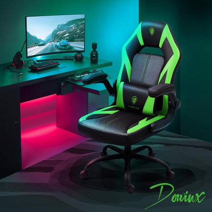 Dowinx Gaming Chair - Ergonomic Faux Leather with Breathable Mesh Backrest, Lumbar Support, Adjustable Swivel Task Chair with Head Cushion and Armrests