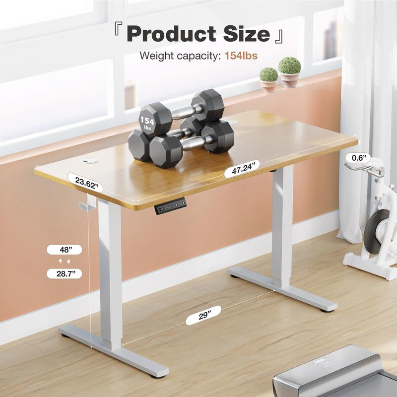 Standing Desk, Electric Standing Desk Adjustable Height, Ergonomic Adjustable Desk with Memory Preset, Computer Desk Stand up Desk with T-Shaped Bracket Suitable for Home Office