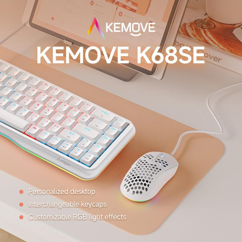 KEMOVE K68Se Pretty Mechanical Keyboard for Gaming and Working in the Office Desksetup Pastel Color Wired