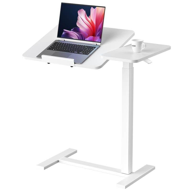 【Deal】Overbed Bedside Table with Wheels, Mobile Standing Stand up Rolling Laptop PC, Adjustable Height Tray, Side Computer Workstation for Home Use