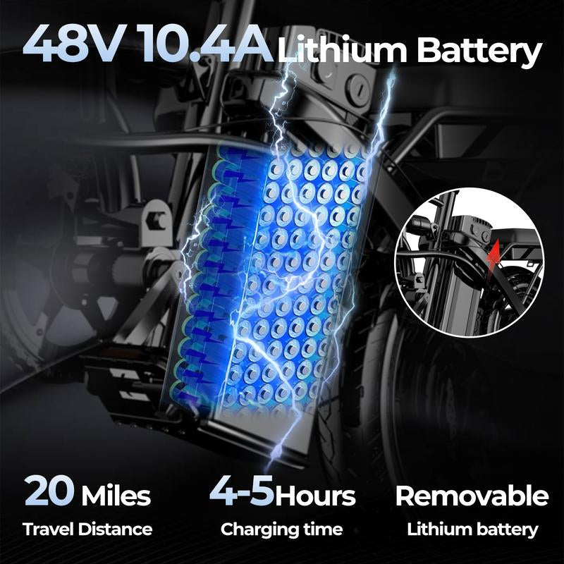 Terrosor Ebikes for Adults, 400W Motor 22MPH Max Speed, 14” Tire, 48V 15AH Removable Battery for Electric Bike, Multi-Shock Absorption, City Commuter, Foldable Adult Electric Bicycles Bici Urbana Rechargeable Motorcycle