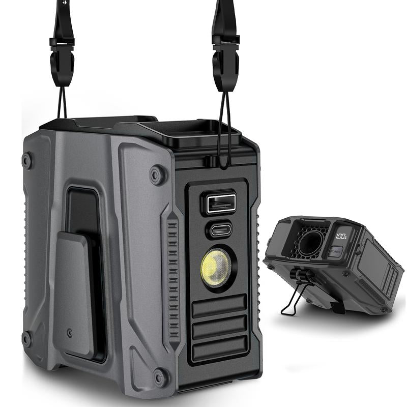 Father'S Day Gifts-Frsara Waist Fan, 8000Mah Powerbank, Portable Rechargeable Cooling Fan, High Speed Fan, Wearable Cooling Device That Blows W/ Lanyard, 5-Speed, Light, LED Display, 3 in 1 Outdoor Fan, Desktop Fan, for Outdoor Work/Sports, Gift for Men