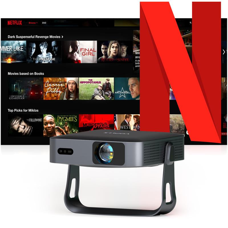 VOPLLS Q7 Highlight Mini Projector, Native 1080P & 4K Support, Netflix Officially Certified Portable Projector with Auto Focus & Keystone, 3D Dolby Sound, Wifi & Bluetooth, Home Theater & Outdoor Movie Projector for Hdmi/Usb/Phone/Pc