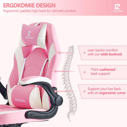 [Fathersdaygift] RIMIKING Shelby Series Ergonomic Gaming Chair, Adjustable Recliner, Lumbar Support, Heavy-Duty Office Chair,275 Lbs Weight Capacity,3896 Springtok