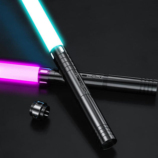 Metallic Handle RGB Light Saber, Portable Durable Multifunction USB Rechargeable Light Saber with 15 Light Color & 3 Sound Modes for Home Party, Cosplay, Indoor Recreation Gift, Gifts for Him