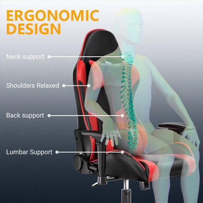 Gaming Chair Computer Chair with Leg Lumbar Support,Height Adjustable Gaming Chair with 360°Swivel Seat,Headrest for Office or Gaming,Ergonomic Design