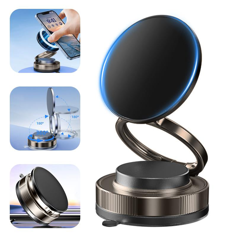JOYYE 360° Adjustable Vacuum Magnetic Phone Holder, Portable Foldable Phone Holder for Car, Mirror, Smooth Surface Multi-Scene Use