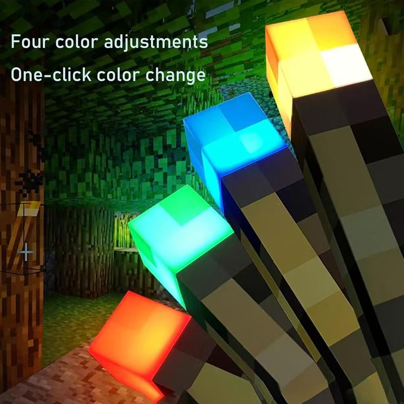 Light-Up Wall Torch -Pixel Brownstone Torch Lamp - USB Pluggable Night Lamp - Hand Held or Wall Mount Lighting