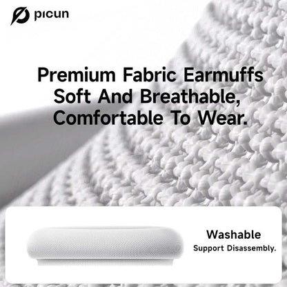 Picun F8 Pro Wireless Headphones - 52Db Noise Cancellation, 5 Smart ENC Mics, Detachable Fabric Ear Cushions, 140 Hour Long Battery Life, Premium Audio Seamless Dual Device Connection for All-Day Use and Boosted Productivity Bluetooth