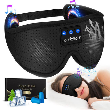 Lc-Dolida 3D Bluetooth Sleep Mask with Headphones, Wireless Music Sleep Headband Eye Mask for Side Sleepers,Sleeping Comfortable Black-3D Relaxation Light Blockin Travel