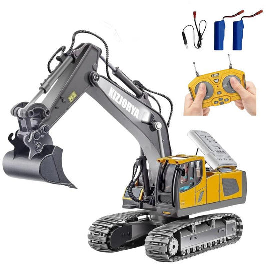 Remote Control Excavator Toys for Boys Turns 680-Degree 2 Batteries Metal Shovel Lights/Sounds Construction Toys Birthday Gifts Boy Toys for 3 4 5 6 7 8 Years Old