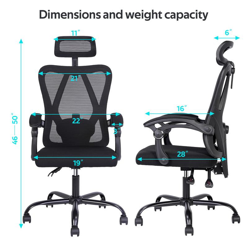 Ergonomic Office Chair,Adjustable,Adjustable Headrest with Linked Armrests, Lumbar Support and Swivel Tilt Function Grey Ergonomic Office Furniture Black Stable
