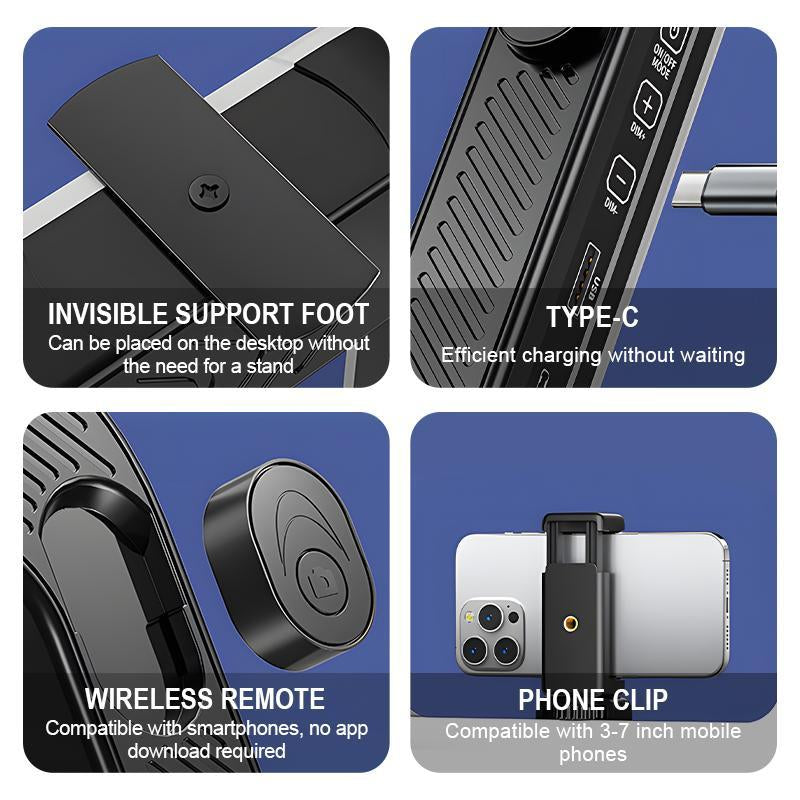 Circular Handheld Photography Fill Light,Rechargeable Handheld Beauty Fill Light, Expandablebracket,Selfie Tripod,Adjustable Extendable Foldable Phoneholder, Photography and Video Recording, Professional Outdoor Shooting, Handheld Lighting Light