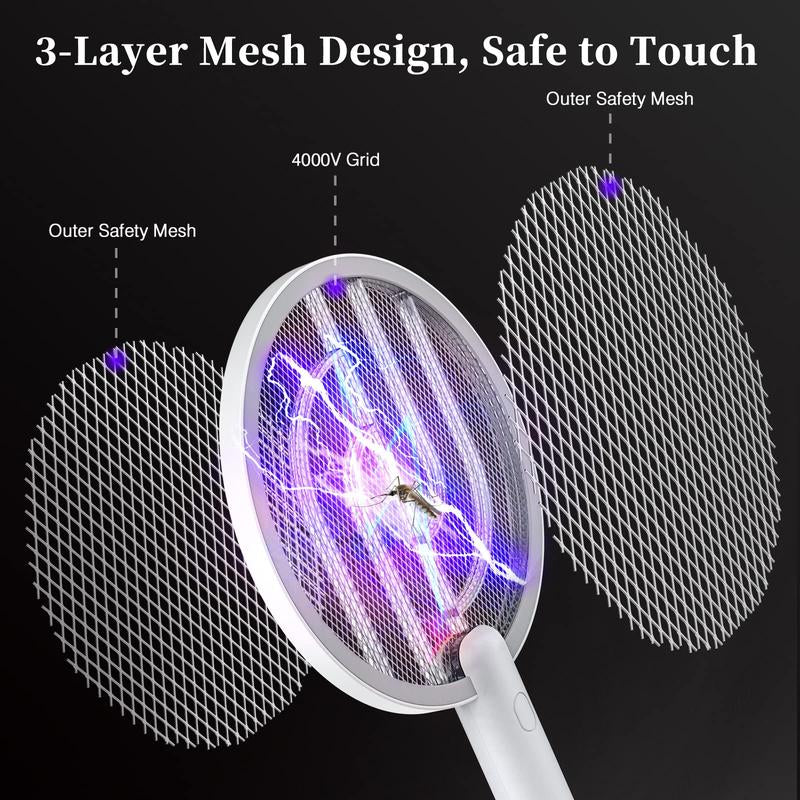 Powerful Indoor and Outdoor Mosquito Killer, Two-In-One Fly Swatter, Rechargeable Mosquito Killer, Safe Household Fly Swatter