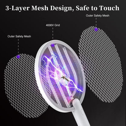 Powerful Indoor and Outdoor Mosquito Killer, Two-In-One Fly Swatter, Rechargeable Mosquito Killer, Safe Household Fly Swatter