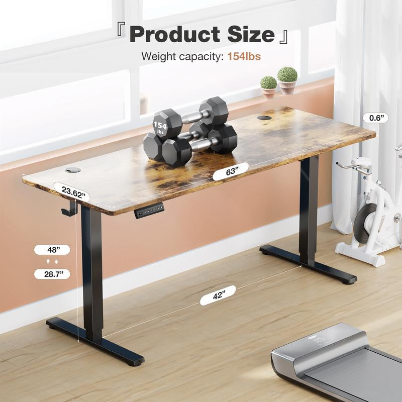 Standing Desk, Electric Standing Desk Adjustable Height, Ergonomic Adjustable Desk with Memory Preset, Computer Desk Stand up Desk with T-Shaped Bracket Suitable for Home Office
