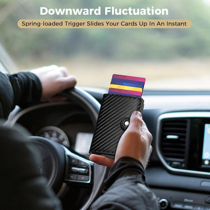 Card Holder, Men Credit Card Holder, Slim Card Case Front Pocket Anti-Theft-Rfid Auto Pop up Travel Thin Wallets for Men