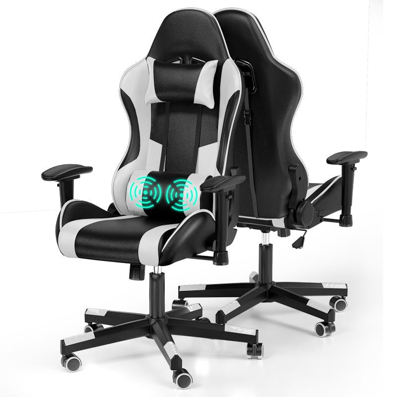 Gaming Chair Computer Chair with Leg Lumbar Support,Height Adjustable Gaming Chair with 360°Swivel Seat,Headrest for Office or Gaming,Ergonomic Design