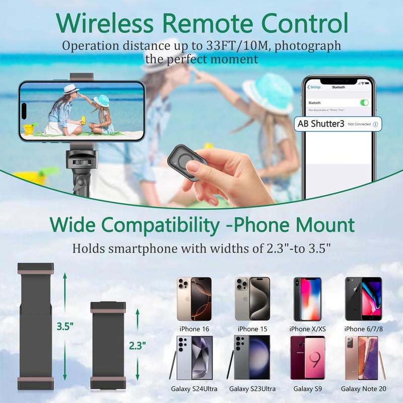 All-In-One 62" Portable Selfie Stick Tripod with Bluetooth Remote, Universal 360° Phone Holder for Iphone, Samsung, Gopro & Cameras - Perfect for Vloggers, Travel & Group Shots