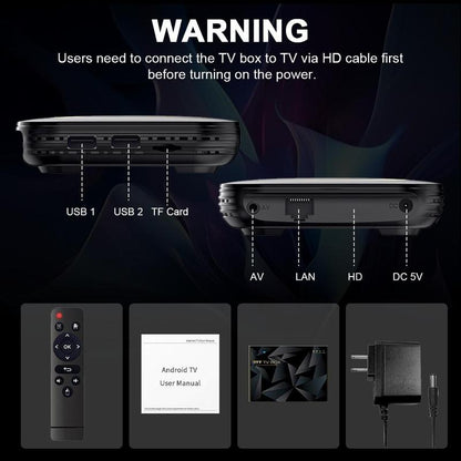 Android 12 TV Box, 4K Video 2.4G & 5.8G Dual Wifi Quad Core Cortex A53 BT Media Player, Suitable for Home & Office