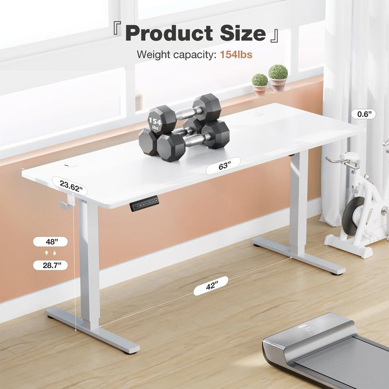 Standing Desk, Electric Standing Desk Adjustable Height, Ergonomic Adjustable Desk with Memory Preset, Computer Desk Stand up Desk with T-Shaped Bracket Suitable for Home Office
