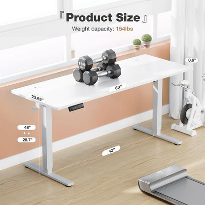 Standing Desk, Electric Standing Desk Adjustable Height, Ergonomic Adjustable Desk with Memory Preset, Computer Desk Stand up Desk with T-Shaped Bracket Suitable for Home Office