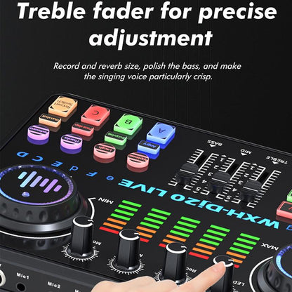 Portable Dj20 Live Sound Card + K20 48V Condenser Microphone Kit Kit Studio Mixer Live Broadcast 16 Sound Effects Recording Mixer