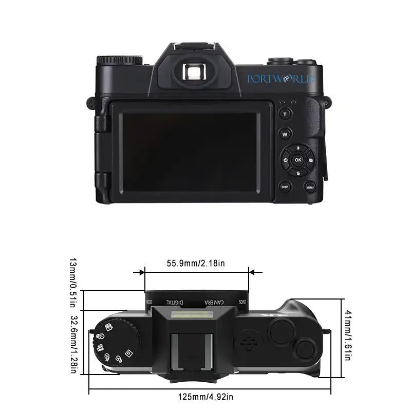 4K 56MP Vlogging Camera with 180° Flip Screen, Compact Camera with 16X Digital Zoom, 32GB TF Card, 1 Battery (Black)