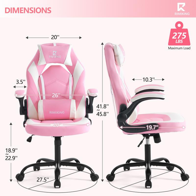 [Fathersdaygift] RIMIKING Shelby Series Ergonomic Gaming Chair, Adjustable Recliner, Lumbar Support, Heavy-Duty Office Chair,275 Lbs Weight Capacity,3896 Springtok