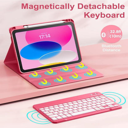 Ipad 10Th Generation Case with Keyboard - Wireless Detachable Folio Keyboard Cover with Pencil Holder, Tablet Case, Protection Case Computer Magnetic
