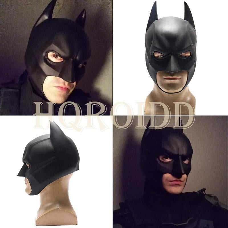 Men'S Superhero Batman Full Face Latex Mask, Black Knight Headwear, Party Costume Accessory, Role-Playing Prop