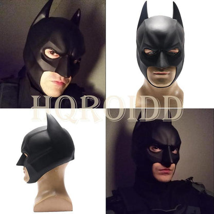 Men'S Superhero Batman Full Face Latex Mask, Black Knight Headwear, Party Costume Accessory, Role-Playing Prop