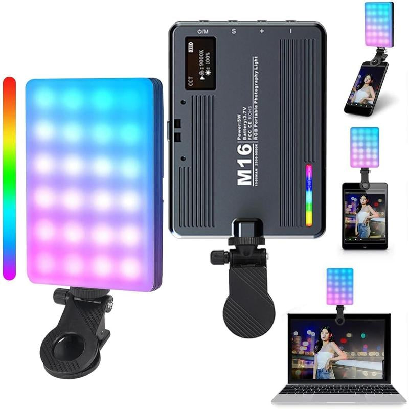 LED Camera Light Portable Photography Video Lights Selfie for Warm and Cool 3 Colors 3000-9900K 72Pcs Beads with Cell Phone Clip 1/4 Standard Screw 1500Mah Rechargeable CRI 80