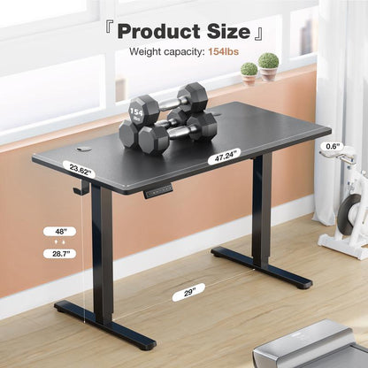 Standing Desk, Electric Standing Desk Adjustable Height, Ergonomic Adjustable Desk with Memory Preset, Computer Desk Stand up Desk with T-Shaped Bracket Suitable for Home Office