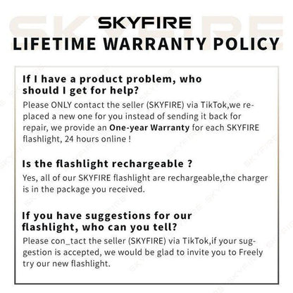 SKYFIRE Flashlight Cylinder,Versatile,Zoomable, Compact and Portable, Suitable for Home Use, Exploration, Mountaineering and Patrolling