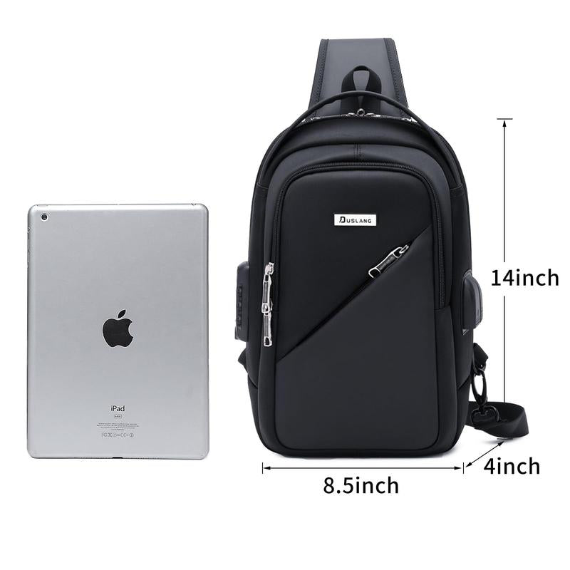 Outdoorfun Hiking Daypack Shoulder Backpack Crossbody Sling Bag for Men, Chest Bags with USB Charger Port for Casual Camping Biking Travel Cycling