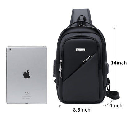 Outdoorfun Hiking Daypack Shoulder Backpack Crossbody Sling Bag for Men, Chest Bags with USB Charger Port for Casual Camping Biking Travel Cycling