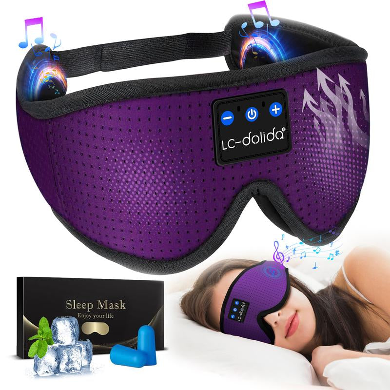 Lc-Dolida 3D Bluetooth Sleep Mask with Headphones, Wireless Music Sleep Headband Eye Mask for Side Sleepers,Sleeping Comfortable Black-3D Relaxation Light Blockin Travel