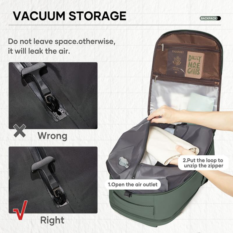 Vacuum Compression Backpack Carry on Travel Backpack for Women Men Airport Backpack Airplane Laptop Backpack Vacuum Travel Bag