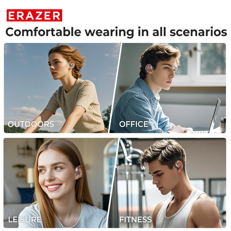 ERAZER X11 AI Translation Earbuds with APP Support 134 Languages OWS Open Ear Chargeable Headphones Wireless Bluetooth 5.4,HD Mic,Waterproof Design & Low Latency