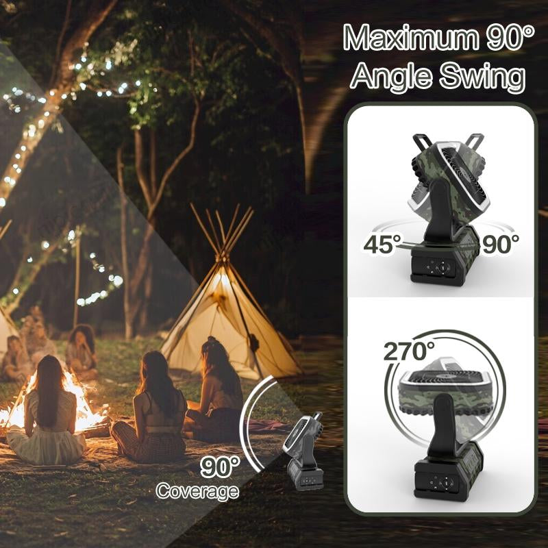 30,000Mah Rechargeable Camping Fan with LED Light, Portable Multi-Functional Fan, 4-Speed Wind Speed Adjustment, Remote Control, 270° Wind Direction Adjustment, Suitable for Indoor, Outdoor, Tent, Travel, Etc.