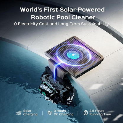 WYBOT S2 Solar Powered Robotic Pool Vacuum Cleaner for Inground Pools, Enhanced Scheduled Cleaning, Area Cleaning, Auto Return & Charge, 3D Adsorption System, Brushless Motor, Covers 3,229 Sq.Ft