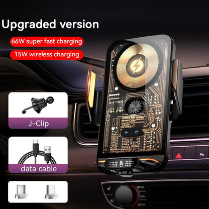 Bilolly Wireless Car Charger, 15W Fast Charging Auto-Clamping Car Charger Phone Holder Phone Holder Suitable for Iphone 16 15 14 13 12 Pro Max 11 XR XS, Samsung Galaxy S24 Ultra S23 S22 S21, S20, S10+, and Other Smartphones. Clip Plug