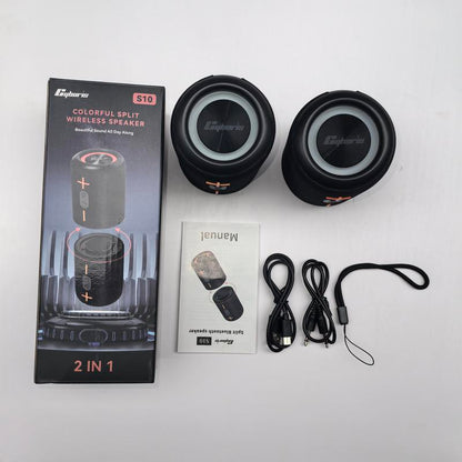 Cyboris S10 2 in 1 Portable Split Bluetooth Speaker Portable Subwoofer, 20W High Volume Stereo, IPX6 Waterproof, Smartphone Audio Cyber Black Home Theater Surround Full Bass Bluetooth Speaker Speaker